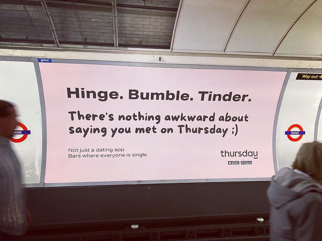 Thursday advert on the London Underground
