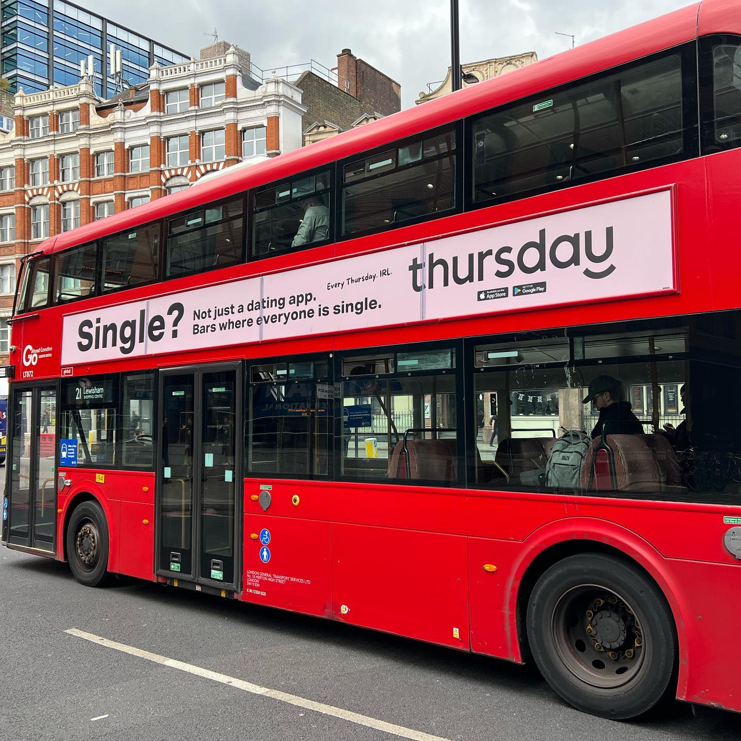 Thursday advert on a London bus