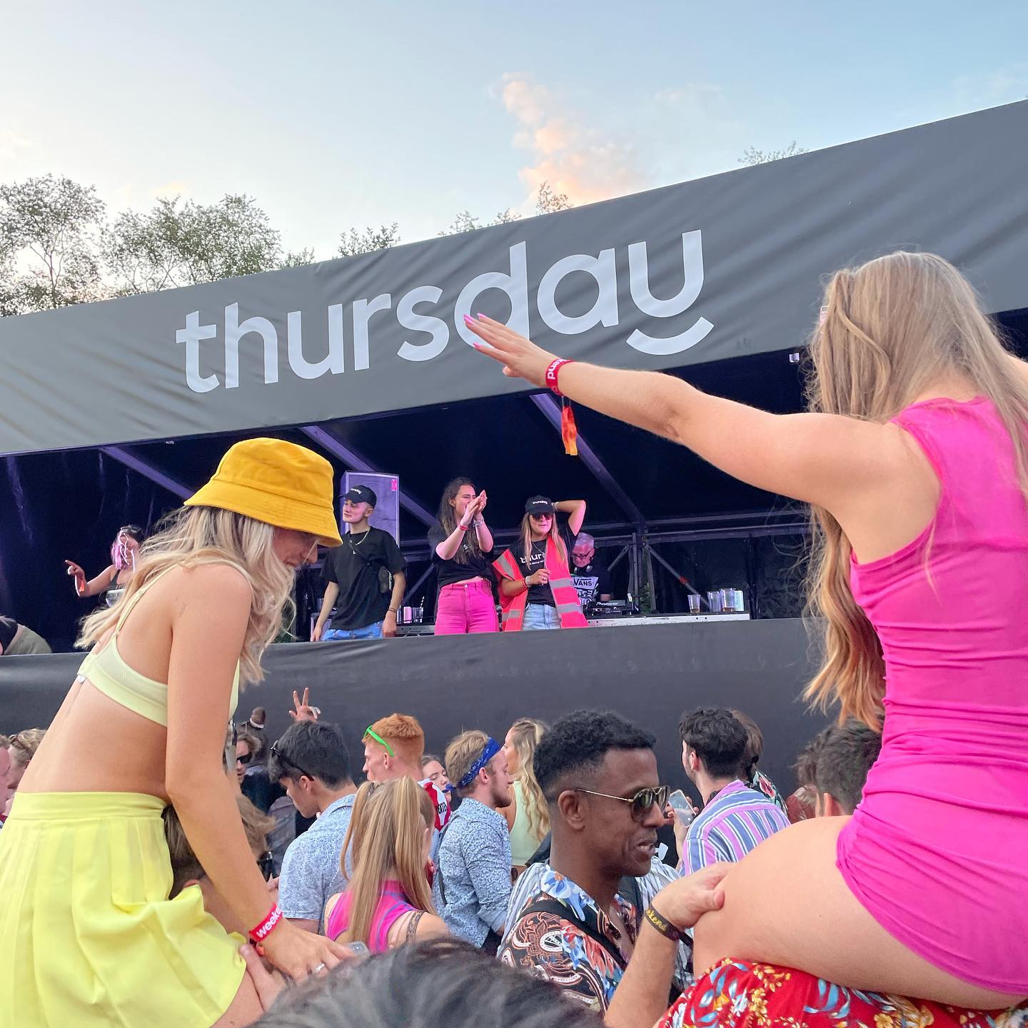 Thursday festival stage with a packed crowd